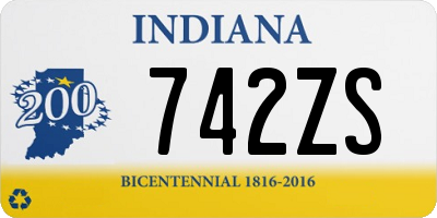 IN license plate 742ZS