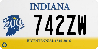 IN license plate 742ZW