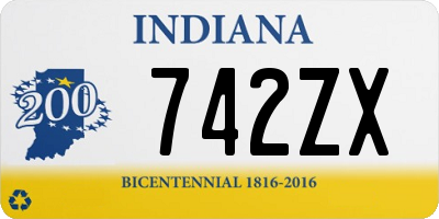IN license plate 742ZX