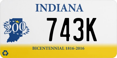 IN license plate 743K