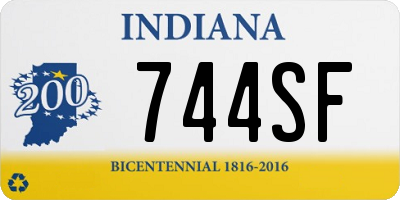 IN license plate 744SF