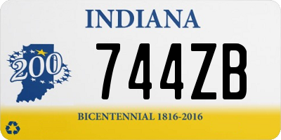 IN license plate 744ZB