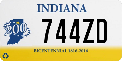 IN license plate 744ZD