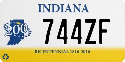 IN license plate 744ZF