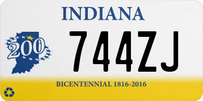 IN license plate 744ZJ