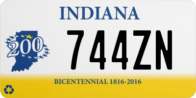 IN license plate 744ZN