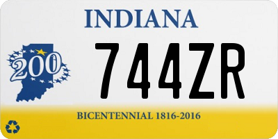 IN license plate 744ZR