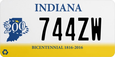 IN license plate 744ZW