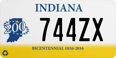 IN license plate 744ZX