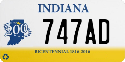 IN license plate 747AD