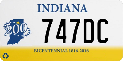 IN license plate 747DC