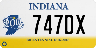 IN license plate 747DX