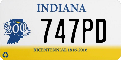 IN license plate 747PD