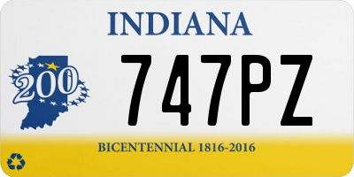 IN license plate 747PZ