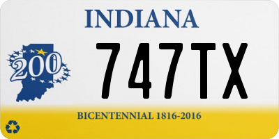 IN license plate 747TX
