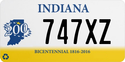 IN license plate 747XZ