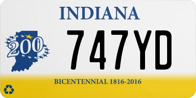 IN license plate 747YD