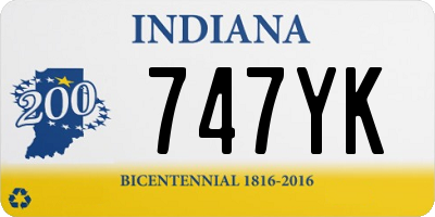 IN license plate 747YK