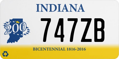 IN license plate 747ZB