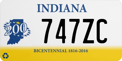 IN license plate 747ZC