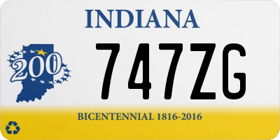 IN license plate 747ZG