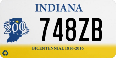 IN license plate 748ZB