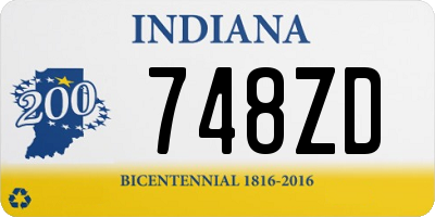 IN license plate 748ZD