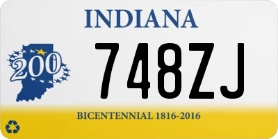 IN license plate 748ZJ