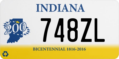 IN license plate 748ZL