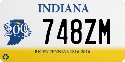 IN license plate 748ZM