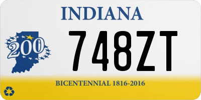 IN license plate 748ZT