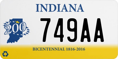 IN license plate 749AA