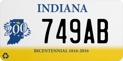 IN license plate 749AB