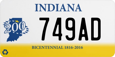 IN license plate 749AD