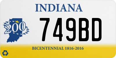 IN license plate 749BD