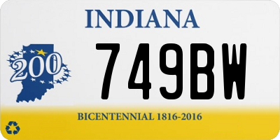 IN license plate 749BW