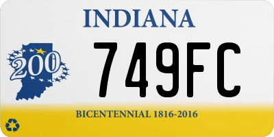 IN license plate 749FC