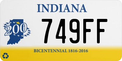 IN license plate 749FF