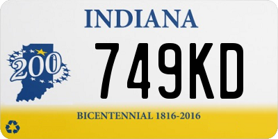 IN license plate 749KD