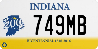 IN license plate 749MB