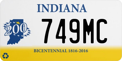 IN license plate 749MC