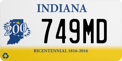 IN license plate 749MD