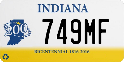 IN license plate 749MF