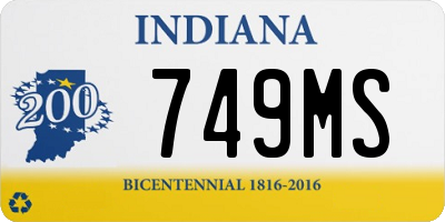 IN license plate 749MS