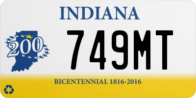 IN license plate 749MT