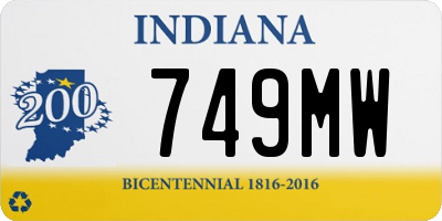 IN license plate 749MW