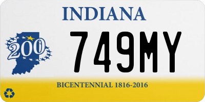IN license plate 749MY