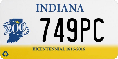 IN license plate 749PC