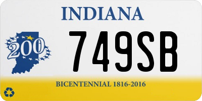 IN license plate 749SB