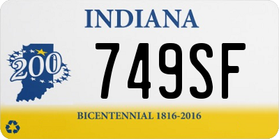 IN license plate 749SF